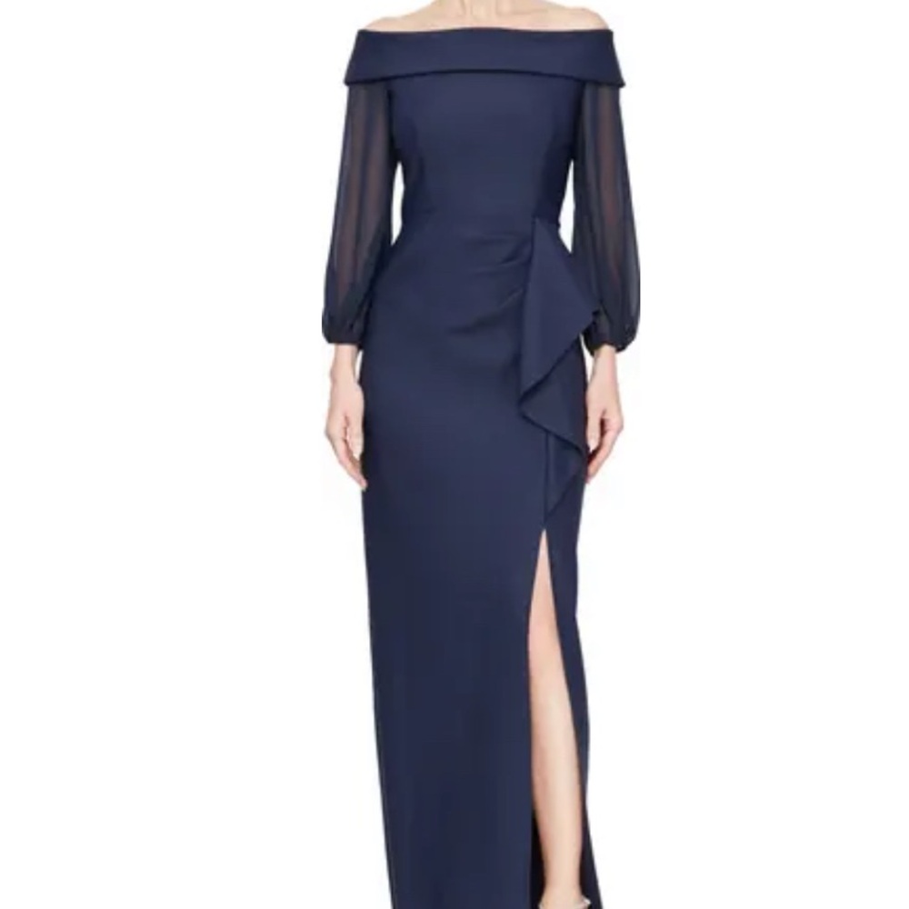 Alex Evenings Navy Long Sleeve formal gown from Nordstrom